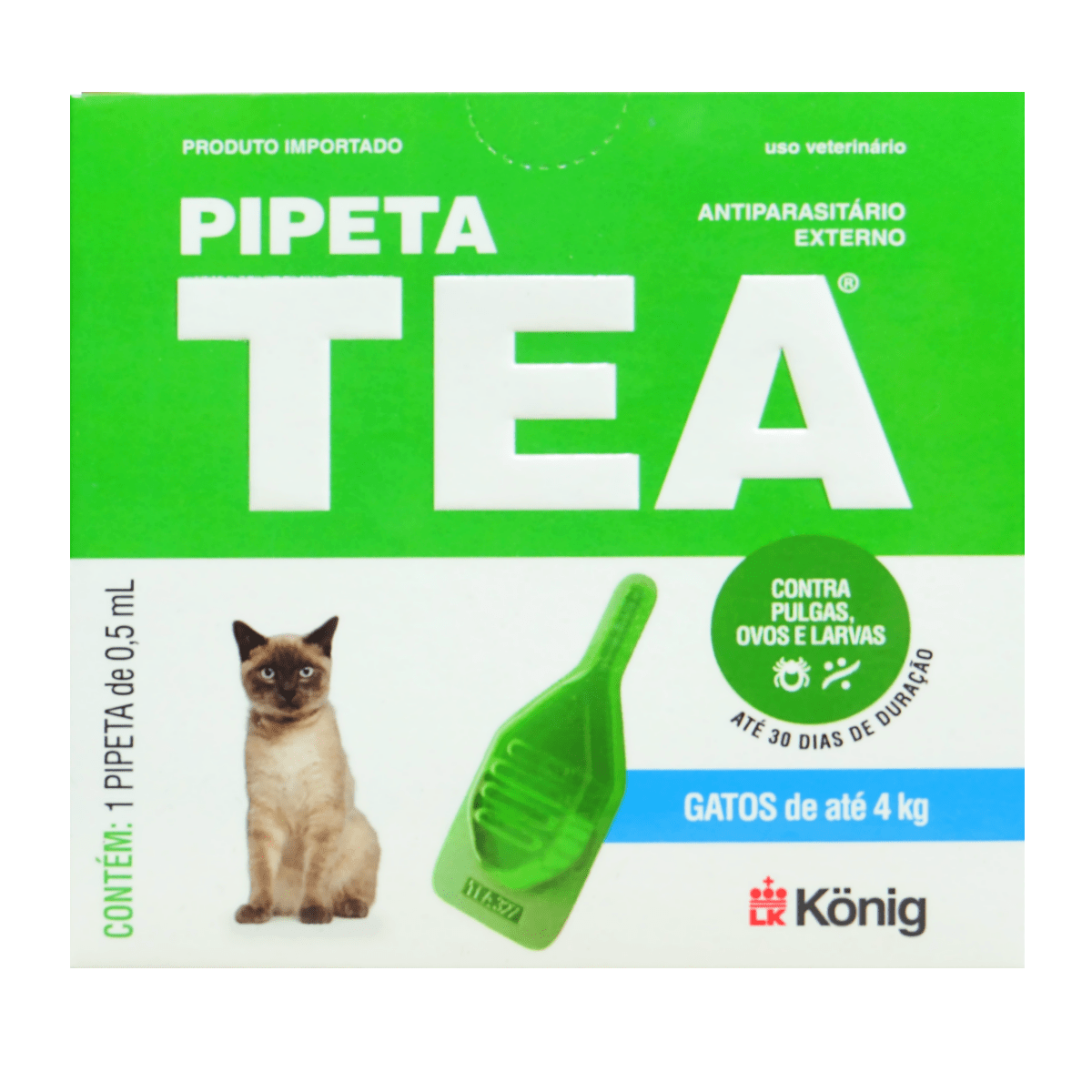 Pipeta Tea 0,5 ml Antiparasitário Contra Pulgas Para Gatos De Até 4 Kg Kit Com 16