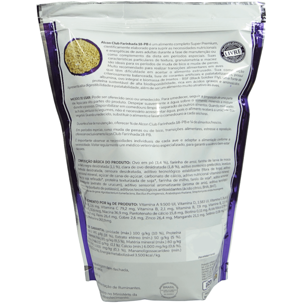 Alcon Club Farinhada 18-PB 500g Super Premium Para Aves Ornamentais Kit Com 6