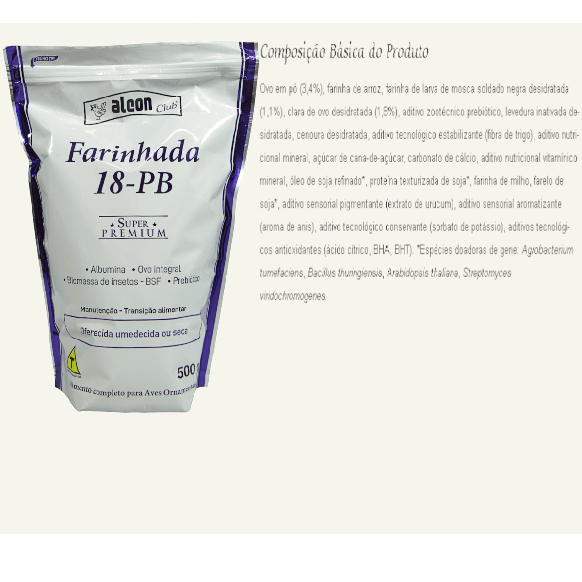 Alcon Club Farinhada 18-PB 500g Super Premium Para Aves Ornamentais Kit Com 10