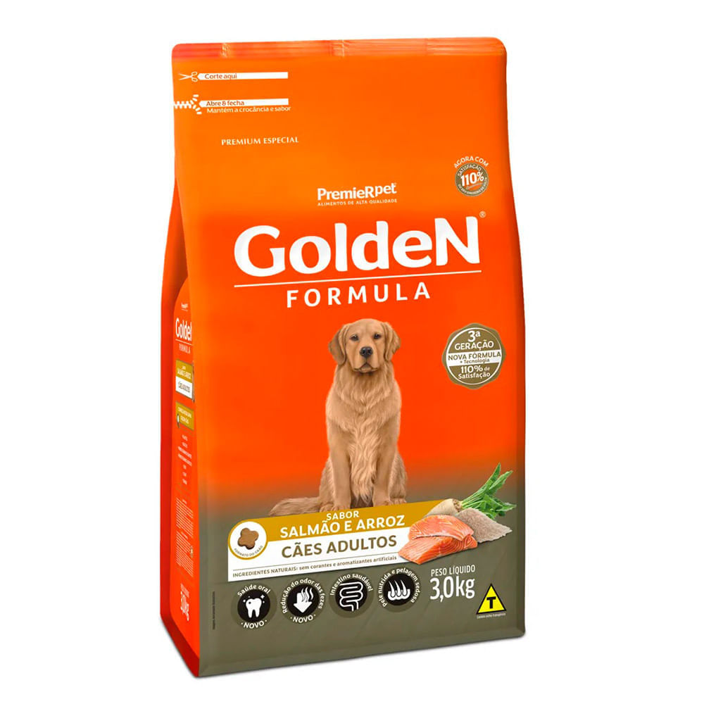 Ração Golden Fórmula Cães Adultos Salmão e Arroz