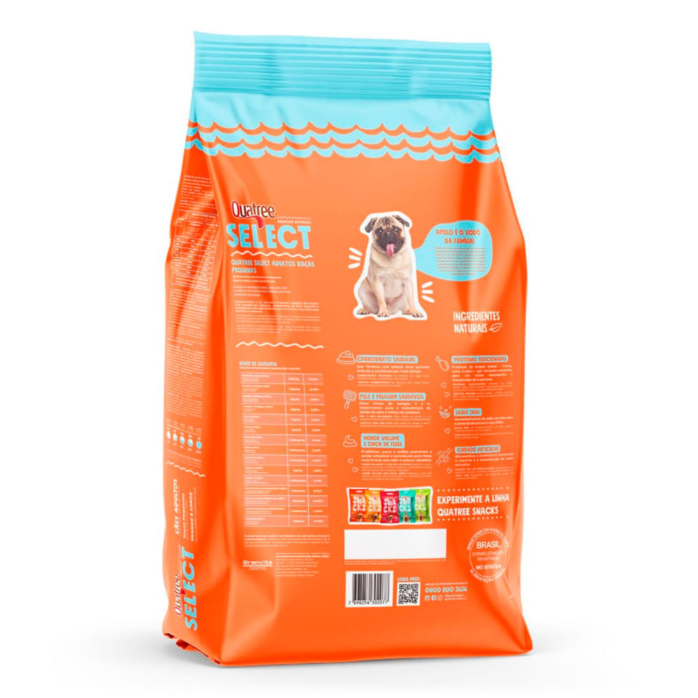 Ração Quatree Select Cães Adultos Raças Pequenas Frango e Arroz
