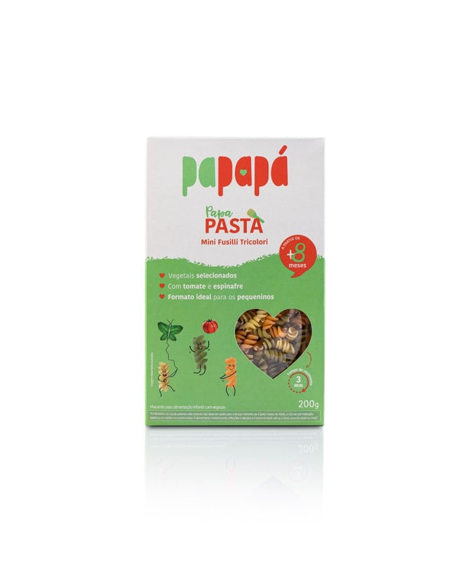 Macarrão Infantil Mini Fusilli Tricolori com Vegetais Papapá 200g