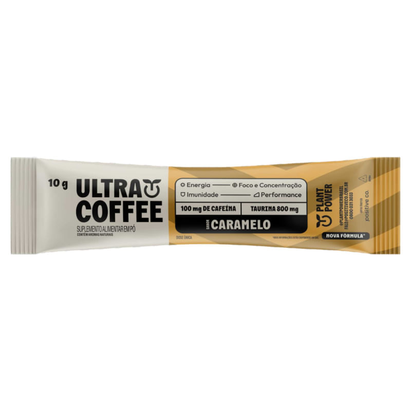 Suplemento Alimentar De Tcm C8 + C10, Colina, Tirosina, Cafeína, Zinco, Vitaminas C, D E Do Complexo B Em Pó Caramelo Plant Power Ultracoffee 10g