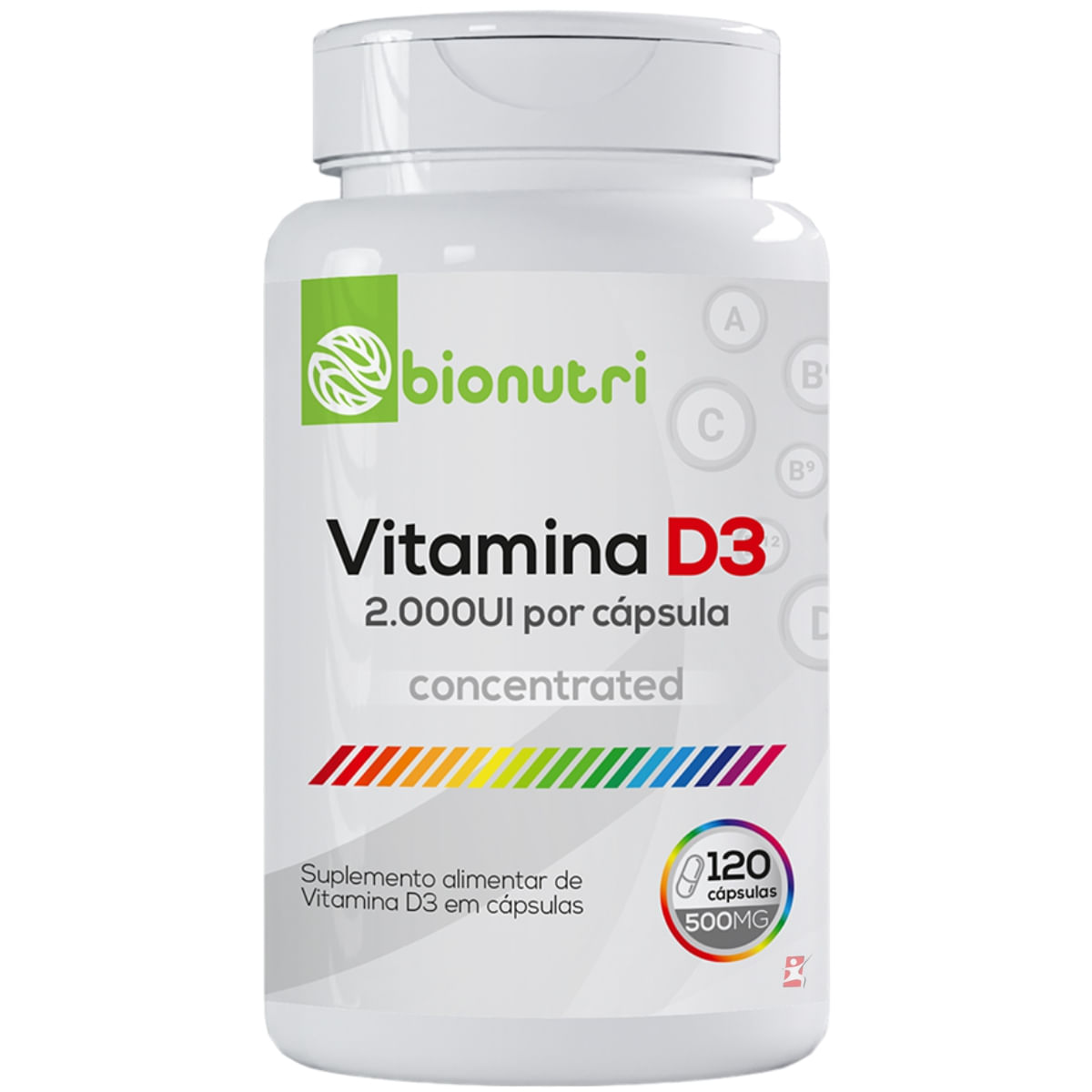 VITAMINA D3 2000UI CONCENTRADA 120 CÁPSULAS - BIONUTRI
