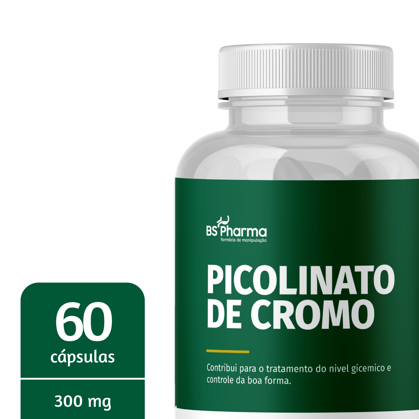 Encontraproduto.com.br - Picolinato de Cromo 300mcg 60 Cápsulas BS Pharma