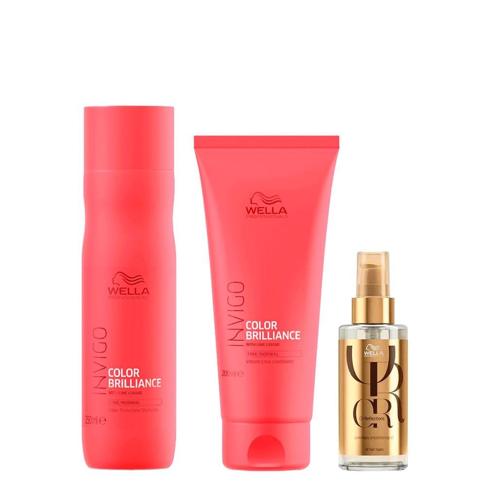 Kit Wella Professionals Invigo Color Brilliance - Shampoo 250 ml + Condicionador 200 ml + Óleo Capilar 100 ml