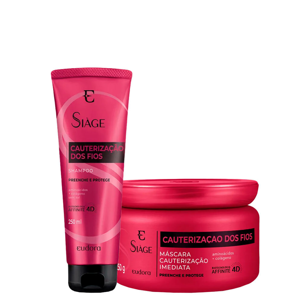 Kit Eudora Siàge Cauterização dos Fios 4D  - Shampoo 250 ml + Máscara de Cauterização 250g