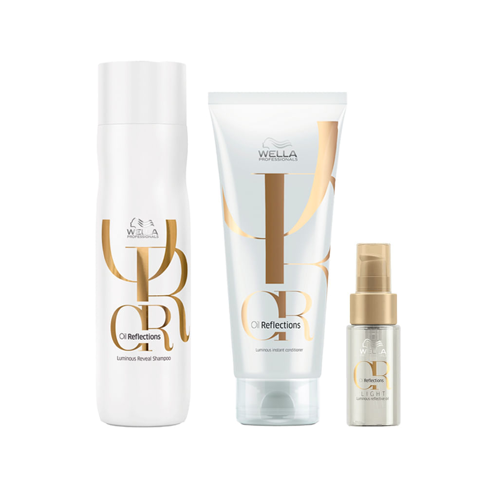 Kit Wella Oil Reflections - Shampoo 250 ml + Condicionador 200 ml + Óleo Light 30 ml