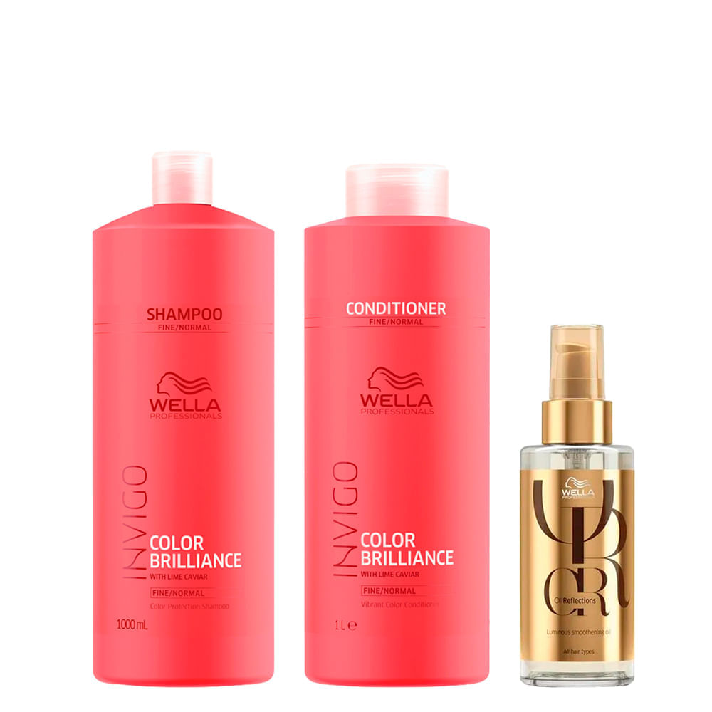 Kit Wella Professionals Invigo Color Brilliance - Shampoo 1000 ml + Condicionador 1000 ml + Óleo Capilar 100 ml