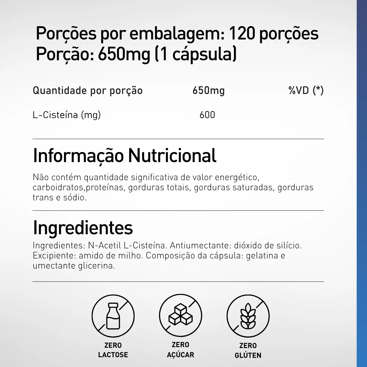 Encontraproduto.com.br - NAC N-Acetilcisteína 600mg – 120 cápsulas – Antioxidante e Suporte Imunológico | PROLJ Nutritional