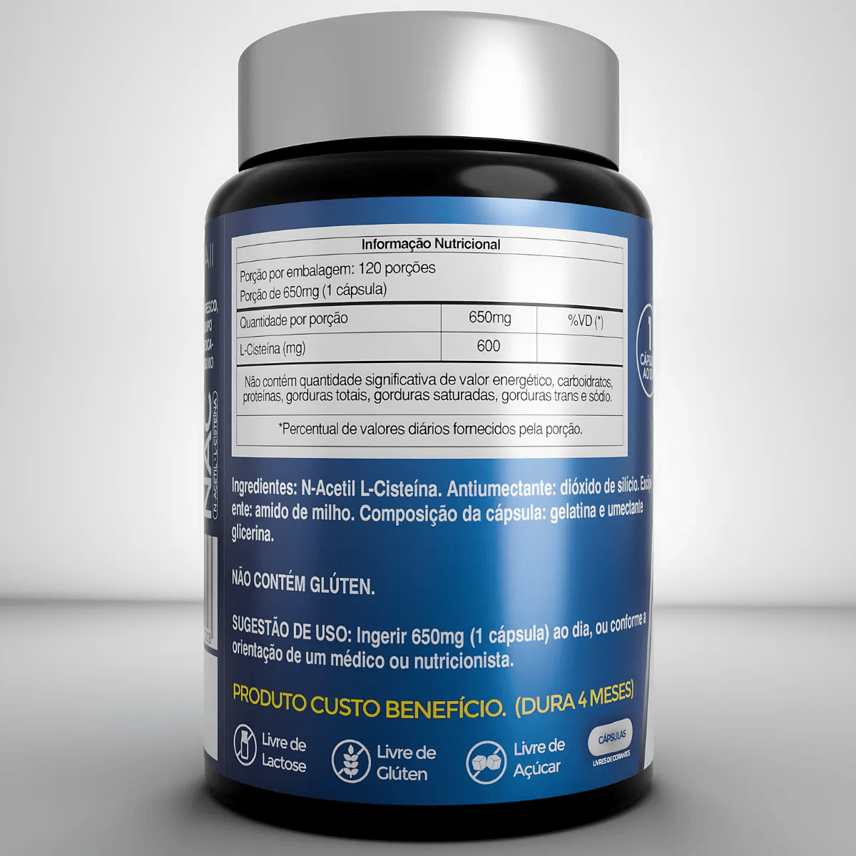 Encontraproduto.com.br - NAC N-Acetilcisteína 600mg – 120 cápsulas – Antioxidante e Suporte Imunológico | PROLJ Nutritional