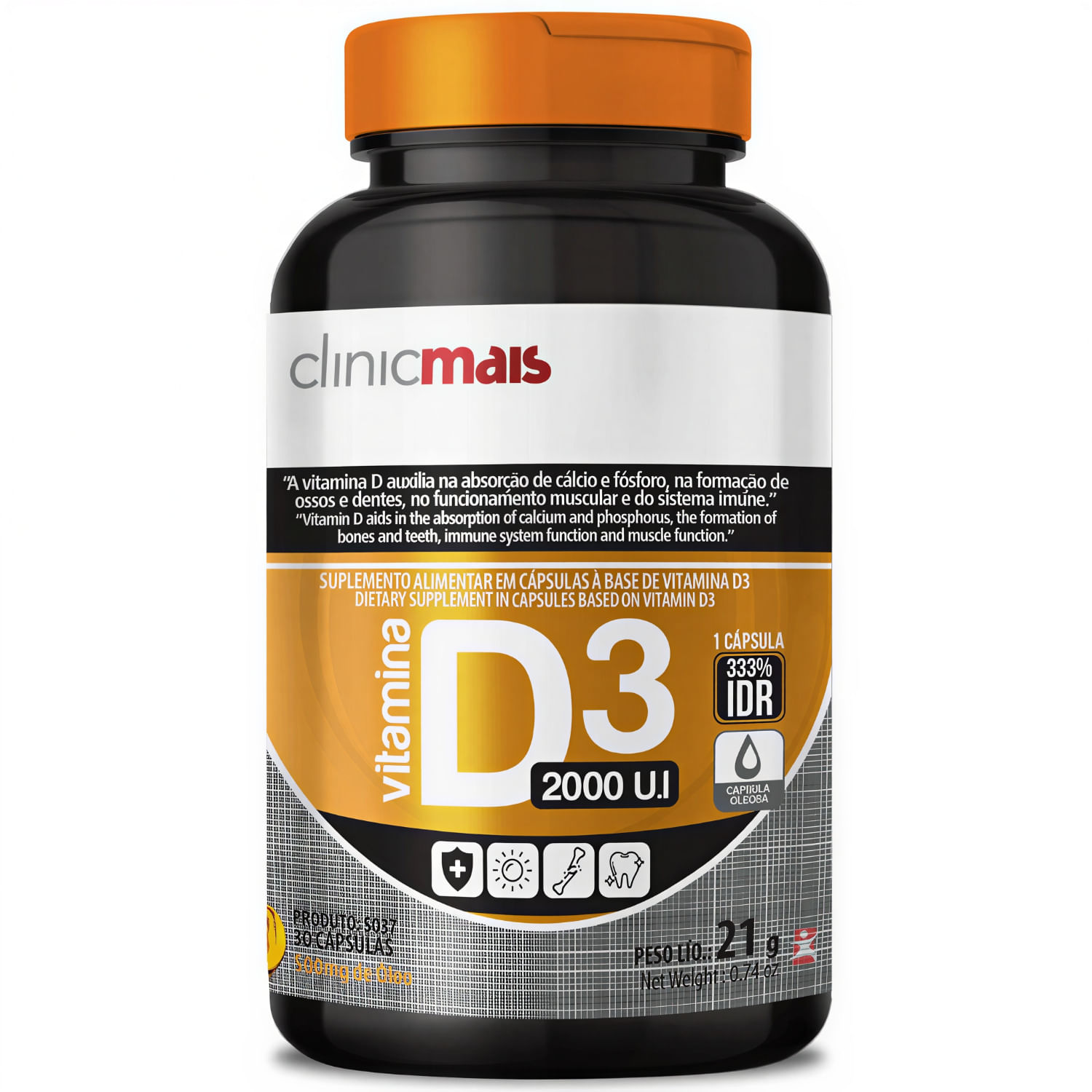 Vitamina D3 (2000UI) 30 Cápsulas - Chá Mais