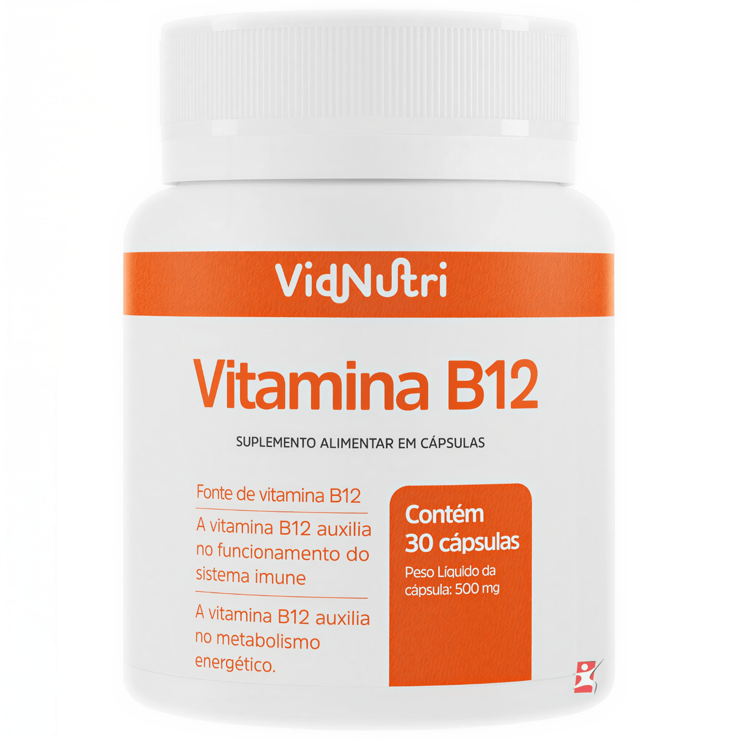 VITAMINA B12 CIANOCOBALAMINA 1 AO DIA 30 CAPSULAS - VIDNUTRI