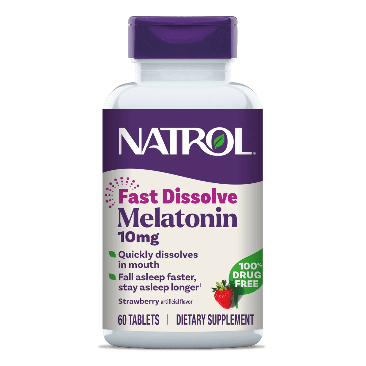 Melatonina 10mg Fast Dissolve 100 Tabletes Natrol Morango