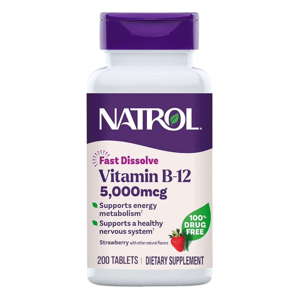 Vitamina B12 5000mcg Fast Dissolve 200 Tabletes Morango Natrol