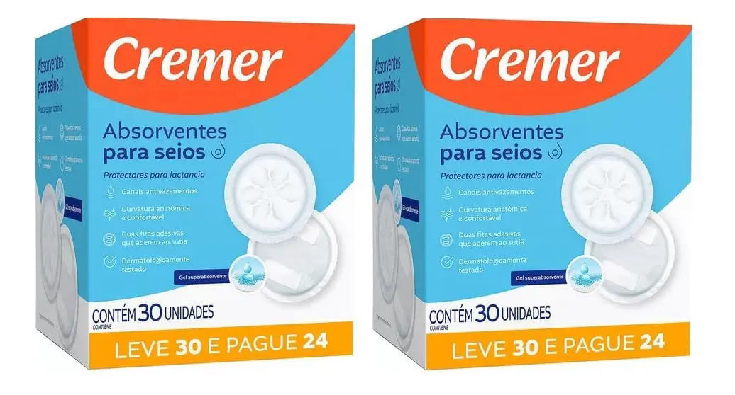 Absorvente Para Seios Cremer Toque Suave 60 Unidades