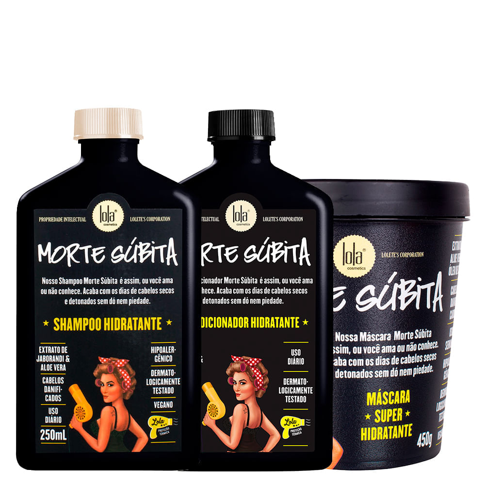 Kit Lola Cosmetics Hidratação Morte Súbita - Shampoo 250ml + Condicionador 250g + Máscara de Hidratação 450g