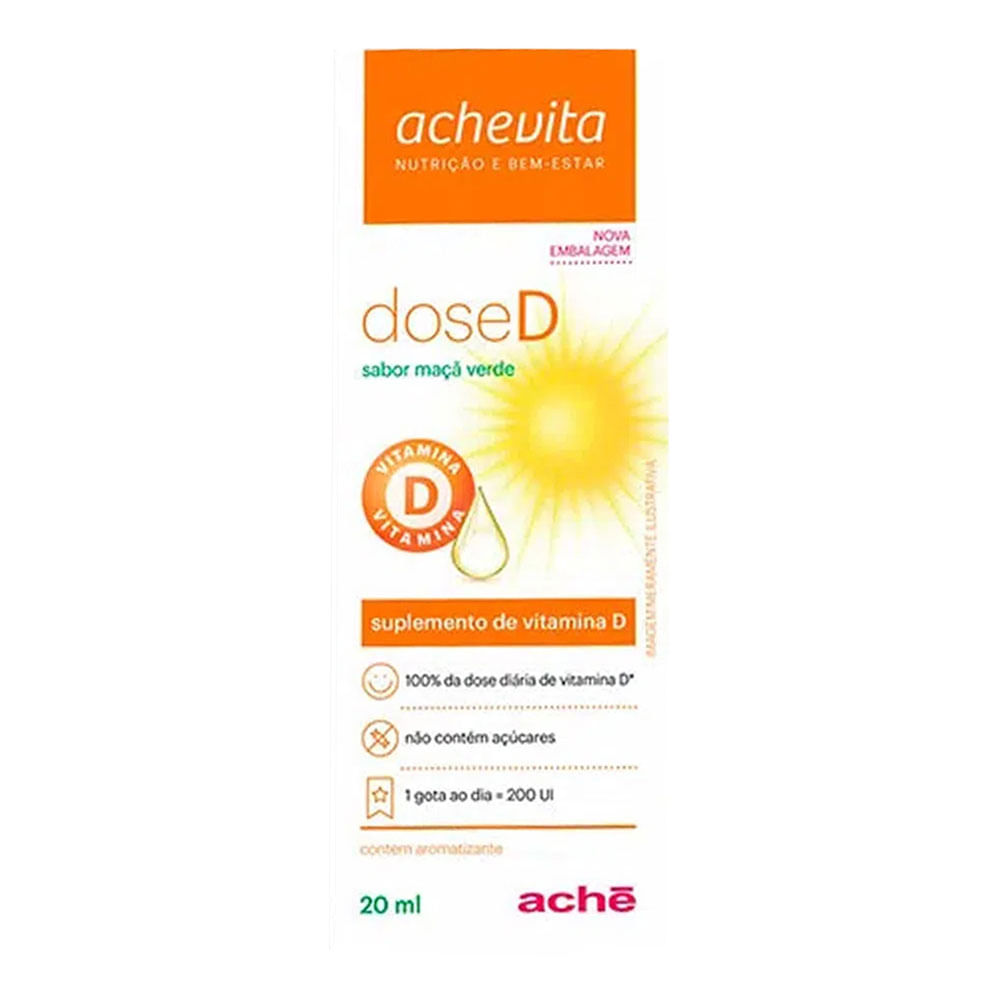 Encontraproduto.com.br - Vitamina D Dose D 200UI Aché Maçã Verde 20ml