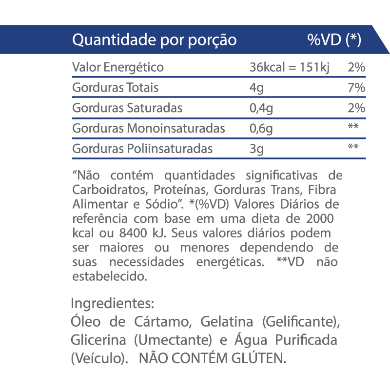 Óleo de Cártamo - Linoleic Acid (1000mg) 120 Softgels - Vitaminlife